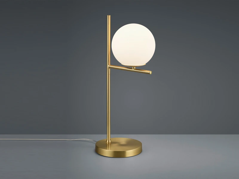 Trio Leuchten Tischleuchte PURE In Messing Matt Mit Glaskugel Opal Weiß, Höhe 52cm 5 Trio Leuchten Tischleuchte PURE In Messing Matt Mit Glaskugel Opal Weiß, Höhe 52cm – Bild 3