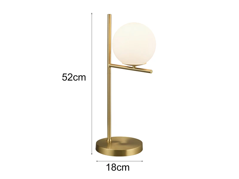 Trio Leuchten Tischleuchte PURE In Messing Matt Mit Glaskugel Opal Weiß, Höhe 52cm 6 Trio Leuchten Tischleuchte PURE In Messing Matt Mit Glaskugel Opal Weiß, Höhe 52cm – Bild 4