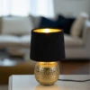Reality Leuchten Tischleuchte SOPHIA Mit Keramikfuß & Samtschirm Schwarz - Gold, Höhe 26cm -Bestes Beleuchtungs Geschäft tischleuchte sophia mit keramikfuss samtschirm sch