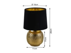 Reality Leuchten Tischleuchte SOPHIA Mit Keramikfuß & Samtschirm Schwarz - Gold, Höhe 26cm -Bestes Beleuchtungs Geschäft tischleuchte sophia mit keramikfuss samtschirm sch 3