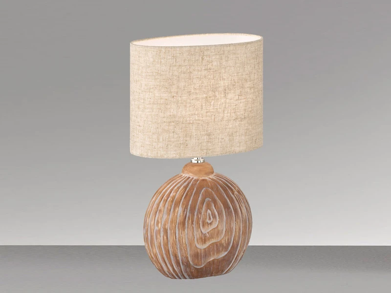 Fischer & Honsel Tischleuchte TOBSE, Keramikfuß Holzfarben & Lampenschirm Leinen Beige, Höhe 39cm 5 Fischer & Honsel Tischleuchte TOBSE, Keramikfuß Holzfarben & Lampenschirm Leinen Beige, Höhe 39cm – Bild 3