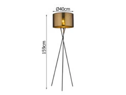 Globo Tripod Stehlampe NUGGY Mit Lampenschirm Gold Und Netz Schwarz, Höhe 159cm -Bestes Beleuchtungs Geschäft tripod stehlampe nuggy mit lampenschirm gold und n 2