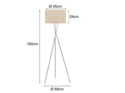 Fischer & Honsel Tripod Stehlampe WOTAN Mit Stoffschirm Leinen Beige Ø 45cm - Höhe 160cm -Bestes Beleuchtungs Geschäft tripod stehlampe wotan mit stoffschirm leinen beig 3