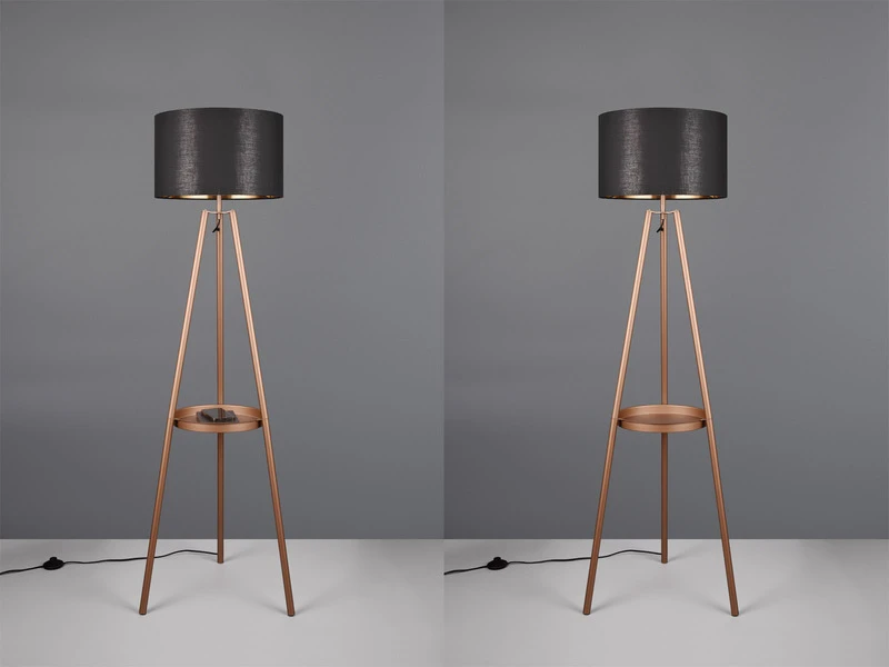 Reality Leuchten Tripod Stehleuchte COLETTE Mit Stoffschirm In Schwarz/Gold & Ablagetisch H 152cm 7 Reality Leuchten Tripod Stehleuchte COLETTE Mit Stoffschirm In Schwarz/Gold & Ablagetisch H 152cm – Bild 5