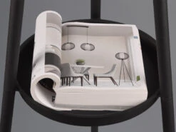 Reality Leuchten Tripod Stehleuchte COLETTE Mit Stoffschirm In Taupe/Gold & Ablagetisch, H 152cm -Bestes Beleuchtungs Geschäft tripod stehleuchte colette mit stoffschirm in taup 7