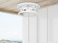 MeineWunschleuchte Ultra Wetter & Salzluft Resistente Außen Deckenleuchte, Weiß Ø33cm