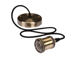 Vellight Universal Schnurpendel Retro Für Hängelampe E27, Bronze / Kabel Textil Schwarz