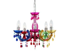 Globo Verspielter Kronleuchter CUIMBRA II Bunt, 5-flammiger Lüster Ø 44cm