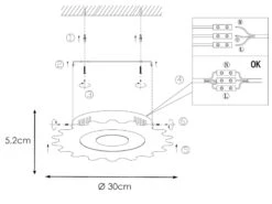 Wofi Vintage LED Deckenleuchte LEIF Zahnradoptik In Silber Mit Goldakzenten Ø 30cm -Bestes Beleuchtungs Geschäft vintage led deckenleuchte leif zahnradoptik in sil 2