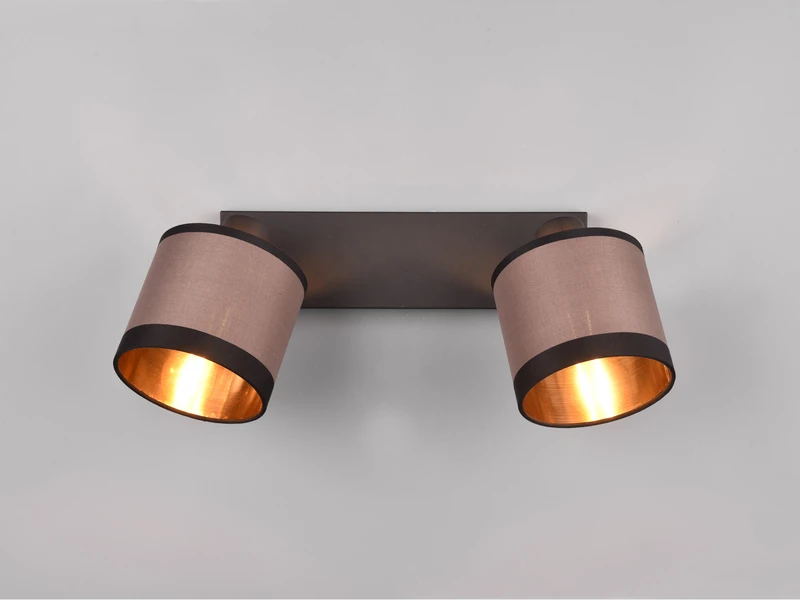 Reality Leuchten Wand- & Deckenstrahler DAVOS Mit Stoffschirmen In Taupe/Gold, Breite 35cm 5 Reality Leuchten Wand- & Deckenstrahler DAVOS Mit Stoffschirmen In Taupe/Gold, Breite 35cm – Bild 3