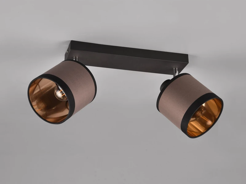 Reality Leuchten Wand- & Deckenstrahler DAVOS Mit Stoffschirmen In Taupe/Gold, Breite 35cm 6 Reality Leuchten Wand- & Deckenstrahler DAVOS Mit Stoffschirmen In Taupe/Gold, Breite 35cm – Bild 4