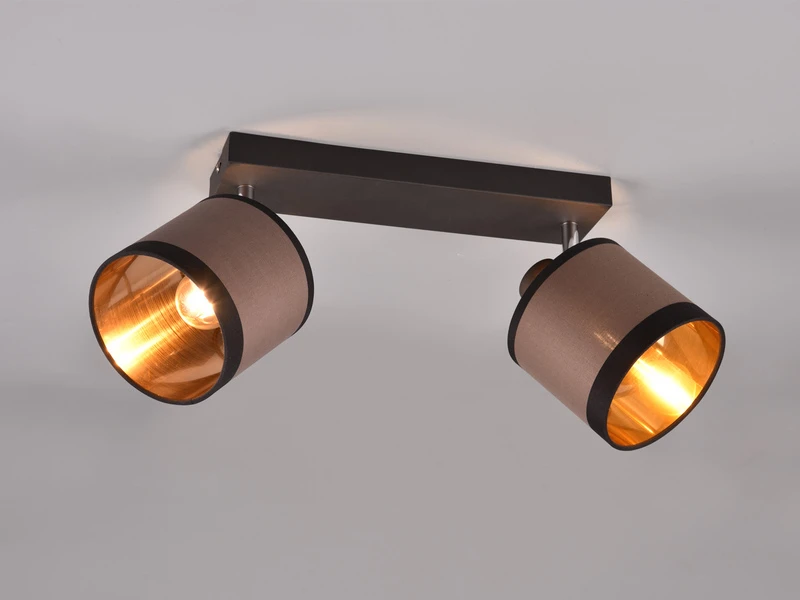 Reality Leuchten Wand- & Deckenstrahler DAVOS Mit Stoffschirmen In Taupe/Gold, Breite 35cm 3 Reality Leuchten Wand- & Deckenstrahler DAVOS Mit Stoffschirmen In Taupe/Gold, Breite 35cm