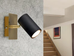Trio Leuchten Wand- & Deckenstrahler MARLEY In Schwarz-Gold 1-flammig Spot Schwenkbar