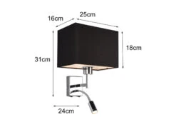 MeineWunschleuchte Wandleuchte CAIMA Mit LED Leselampe & Stoffschirm Schwarz Für Bett & Sofa -Bestes Beleuchtungs Geschäft wandleuchte caima mit led leselampe stoffschirm sc 3