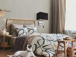 MeineWunschleuchte Wandleuchte CAIMA Mit LED Leselampe & Stoffschirm Schwarz Für Bett & Sofa -Bestes Beleuchtungs Geschäft wandleuchte caima mit led leselampe stoffschirm sc 6