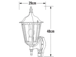 Konstsmide Wandleuchte FIRENZE Mit Bewegungsmelder, Aluminium Schwarz, Höhe 48 Cm -Bestes Beleuchtungs Geschäft wandleuchte firenze mit bewegungsmelder aluminium 1 2