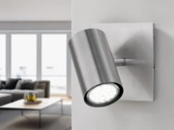 Trio Leuchten Wandleuchte MARLEY Aus Nickel Mattem Metall Mit Schwenkbarem Spot, GU10-Sockel