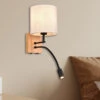 Trio Leuchten Wandleuchte NILAM Mit LED Leselampe & Rundem Stoffschirm In Beige, Höhe 30cm