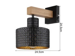 Globo Wandleuchte RIELLY Metall Mit Stanzmuster Schwarz Gold Ø18cm -Bestes Beleuchtungs Geschäft wandleuchte rielly metall mit stanzmuster schwarz 1 3