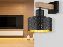 Globo Wandleuchte RIELLY Metall Mit Stanzmuster Schwarz Gold Ø18cm -Bestes Beleuchtungs Geschäft wandleuchte rielly metall mit stanzmuster schwarz 1 5