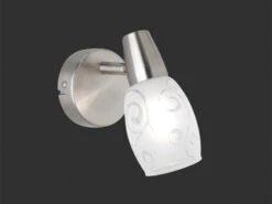 Reality Leuchten Wandstrahler COLMAR 1 Flammig Matt Silber Dekorglas Satiniert, Höhe 15cm -Bestes Beleuchtungs Geschäft wandstrahler colmar 1 flammig matt silber dekorgla 2