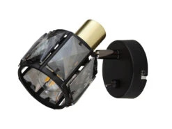 Globo Wandstrahler INDIANA Mit Schalter Und Glaskristallen Schwarz Gold, Höhe 12,5cm -Bestes Beleuchtungs Geschäft wandstrahler indiana mit schalter und glaskristall 7