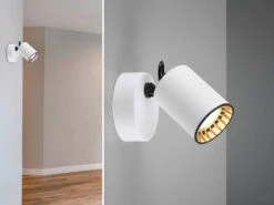 Trio Leuchten Wandstrahler PAGO Metallschirm Weiß - 1 Spot Schwenkbar - Ø 6cm