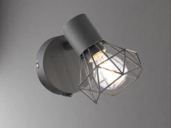 Fischer & Honsel Wandstrahler RAN Grau Mit Schalter, Gitterlampe Schwenkbar, Breite 8cm