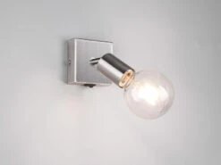 Reality Leuchten Wandstrahler Spot VANNES 1 Flammig Mit Schalter, Silber 9x11cm