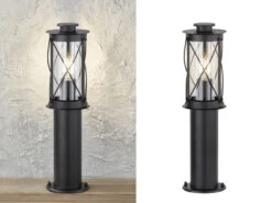 Wofi Wegeleuchte DELIAN In Laternenoptik, Stahl Schwarz Mit Klarglas, 45cm