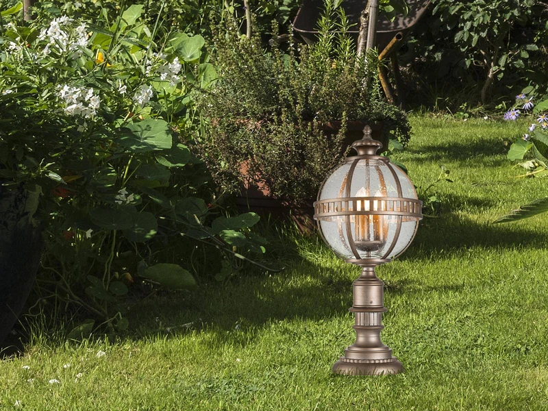 KICHLER Wegeleuchte HALLERON Im Jugendstil Mit Glaskugel, Bronze Höhe 70cm 7 KICHLER Wegeleuchte HALLERON Im Jugendstil Mit Glaskugel, Bronze Höhe 70cm – Bild 5