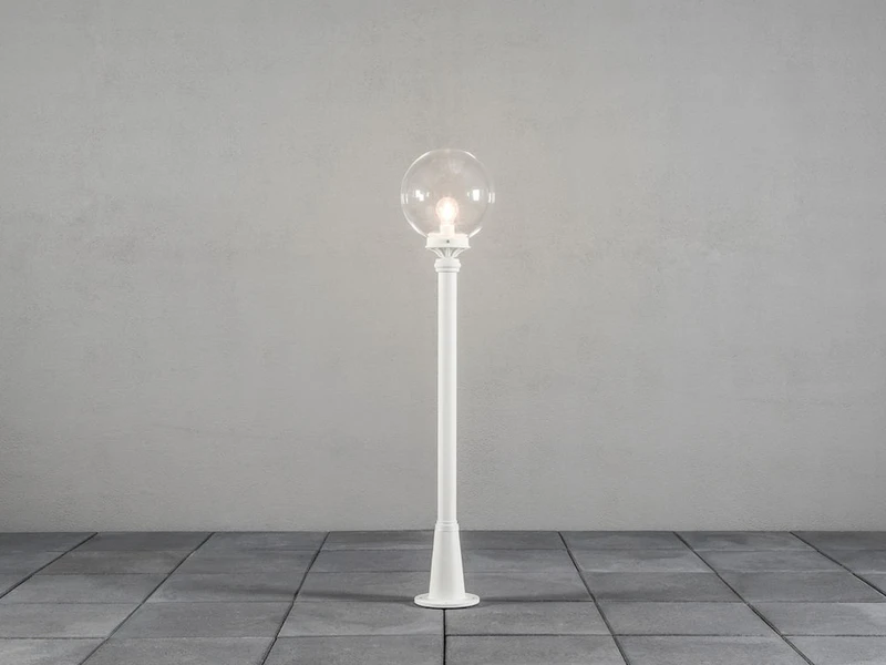 Konstsmide Wegeleuchte ORION Aluminium Weiß Mit Glaskugel, Höhe 118cm 3 Konstsmide Wegeleuchte ORION Aluminium Weiß Mit Glaskugel, Höhe 118cm