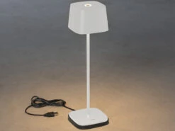 Konstsmide Wiederaufladbare LED Outdoor Akku Tischleuchte CAPRI Dimmbar In Weiß, Höhe 36cm -Bestes Beleuchtungs Geschäft wiederaufladbare led outdoor akku tischleuchte cap 15