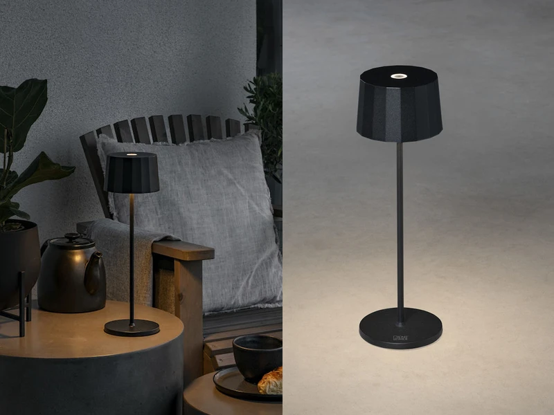 Konstsmide Wiederaufladbare LED Outdoor Akku Tischleuchte POSITANO Dimmbar Schwarz, H: 35cm 3 Konstsmide Wiederaufladbare LED Outdoor Akku Tischleuchte POSITANO Dimmbar Schwarz, H: 35cm