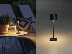 Konstsmide Wiederaufladbare LED Outdoor Tischleuchte CAPRI Dimmbar In Schwarz, Höhe 25cm