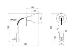 Trio Leuchten Steckerspot LIGARA Mit Flexarm Und Schalter, Schwarz Höhe 26,5cm -Bestes Beleuchtungs Geschäft zeichnung mit massangaben steckerspot mit flexarm