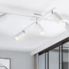 MeineWunschleuchte Zeitloser LED Deckenstrahler Aus Weißem Metall Mit 5 Schwenkbaren Spots -Bestes Beleuchtungs Geschäft zeitloser led deckenstrahler aus weissem metall mi