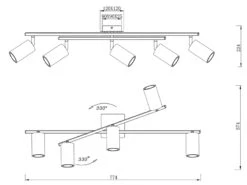 MeineWunschleuchte Zeitloser LED Deckenstrahler Aus Weißem Metall Mit 5 Schwenkbaren Spots -Bestes Beleuchtungs Geschäft zeitloser led deckenstrahler aus weissem metall mi 3